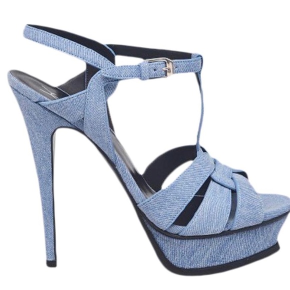 Saint Laurent Blue Denim Pumps; never worn, still in original box, luxury heels. - Picture 1 of 3